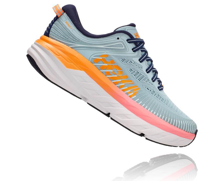 Running Shoes Womens - Hoka One One Bondi 7 - Blue - TUFNLPI-50